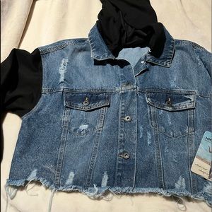 Size large cropped jean hoodie jacket!